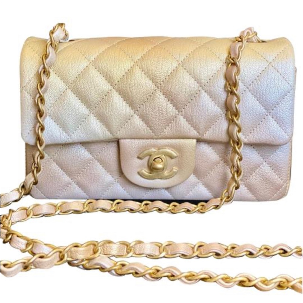 FULL SET - CHANEL Mini Classic Handbag (Ombre Beige / Golden with Gold HW - 22C)